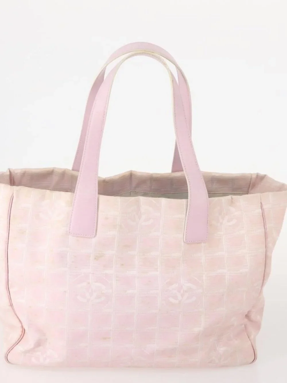 CHANEL New Travel Line Tote Bag Nylon 3 Set Pink Black CC Auth ti3919